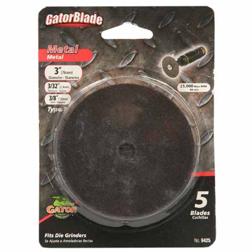 GatorBlade® 9425 Metal Cut-Off Blade, 3" x 3/32" x 3/8", 5-Pack
