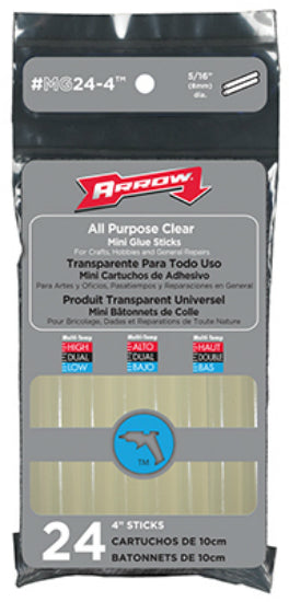 Arrow Fastener MG24-4 All Purpose Mini Glue Sticks, 4", 5/16" DM, 24-Count