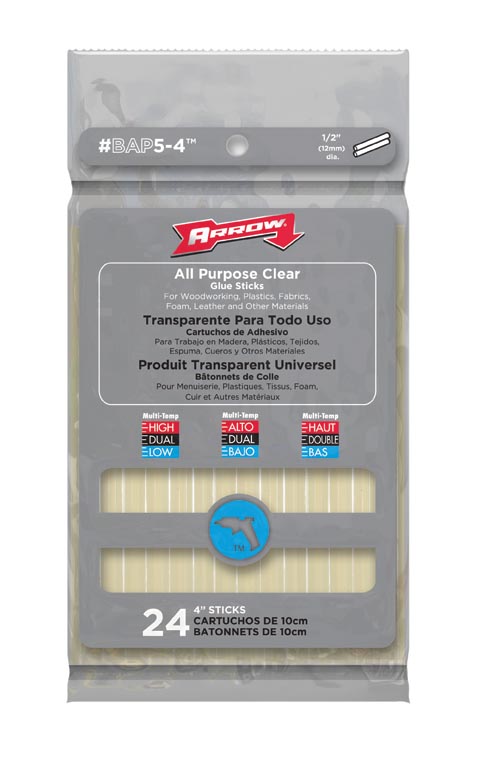 Arrow Fastener BAP5-4 All Purpose Round Glue Sticks, 4" x 1/2", 24-Count