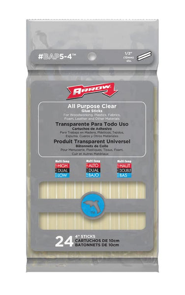 Arrow Fastener BAP5-4 All Purpose Round Glue Sticks, 4" x 1/2", 24-Count