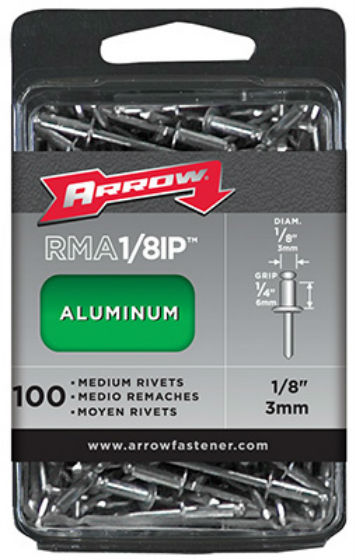 Arrow Fastener RMA1/8IP Medium Aluminum Rivet Industrial Pack, 100 Count