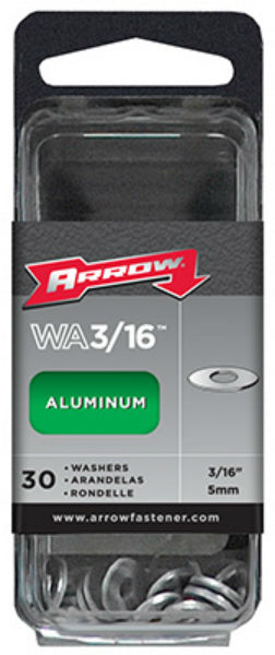 Arrow Fastener WA3/16 Aluminum Washers, 3/16", Durable Construction, 30-Count