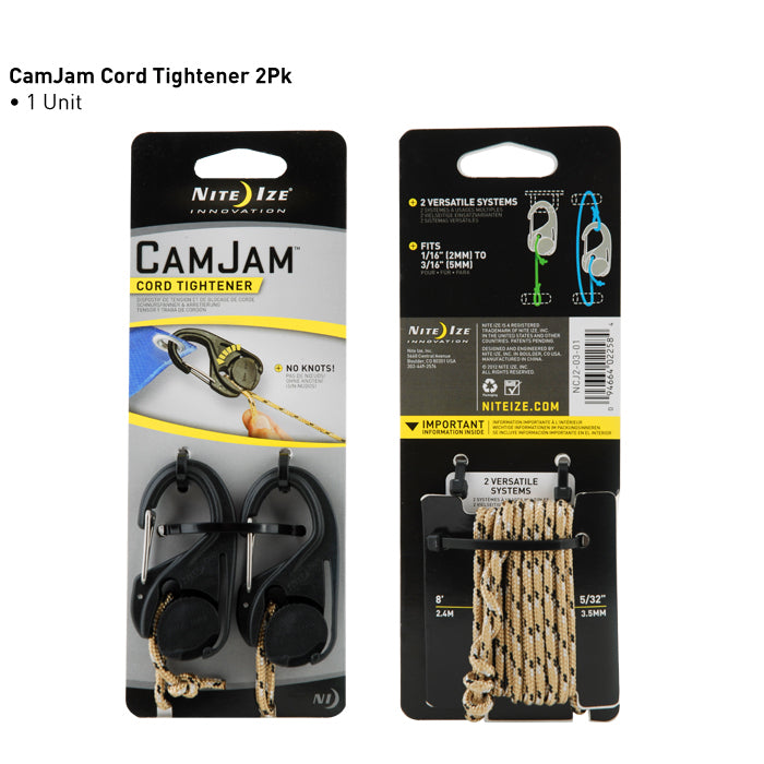 Nite Ize NCJ2-25-2R3 Rope CamJam Cord Tightener, Black
