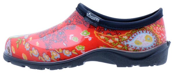 Sloggers® 5104RD09 Women's Rain & Garden Shoe, Paisley Red, Size 9