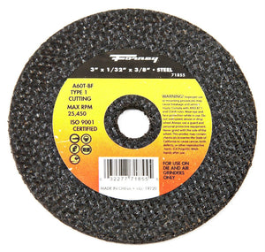 Forney 71855 Metal Cut-Off Wheel, Type 1, 3" x 1/32" x 3/8" Arbor, A60T-BF