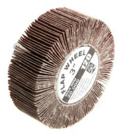Forney 60183 Flap Wheel, 1/4" Shank Mounted, 3" x 1", 120 Grit