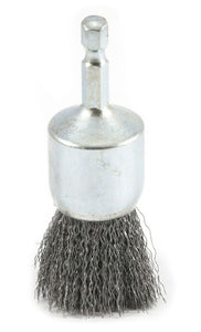 Forney 72738 Fine Crimped Wire End Brush, 1" x 0.008", 1/4" Hex Shank