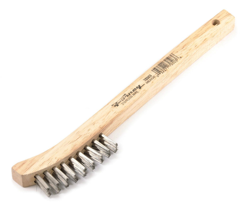Forney 70503 Wire Scratch Brush, Stainless Steel W/ Wood Handle, 8-5/8" x 0.006"