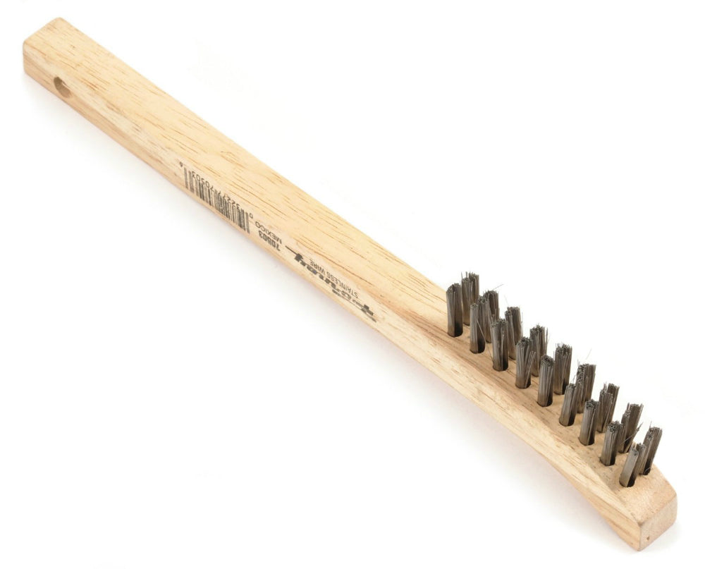 Forney 70503 Wire Scratch Brush, Stainless Steel W/ Wood Handle, 8-5/8" x 0.006"