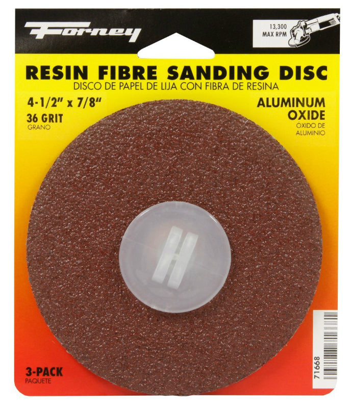Forney 71668 Aluminum Oxide Resin Fibre Sanding Disc, 7/8", 36 Grit, 3-Pack