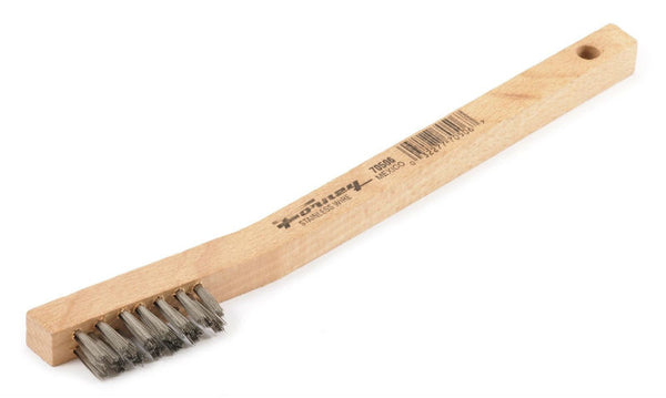 Forney 70506 Wire Scratch Brush, Stainless Steel W/ Wood Handle, 7-3/4" x 0.006"