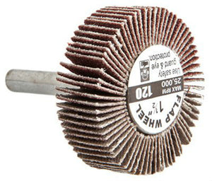 Forney 60189 Mounted Flap Wheel with 1/4" Shank, 1-1/2" x 1/2", 120-Grit