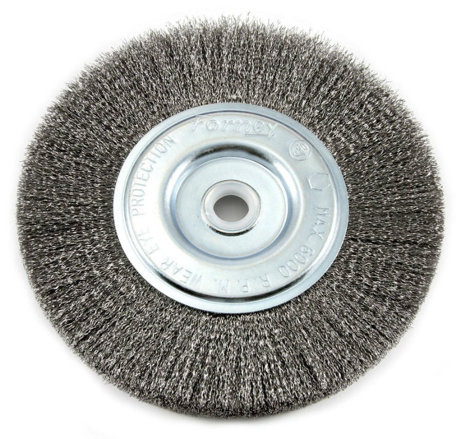 Forney 72747 Fine Crimped Wire Wheel Brush, 6" x 0.008" Wire, 1/2"-5/8" Arbor