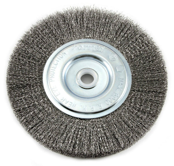 Forney 72747 Fine Crimped Wire Wheel Brush, 6" x 0.008" Wire, 1/2"-5/8" Arbor