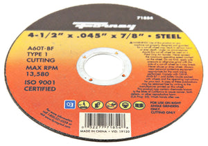 Forney 71854 Metal Cut-Off Wheel, Type 1, 4-1/2" x 0.045" x 7/8" Arbor, A60T-BF
