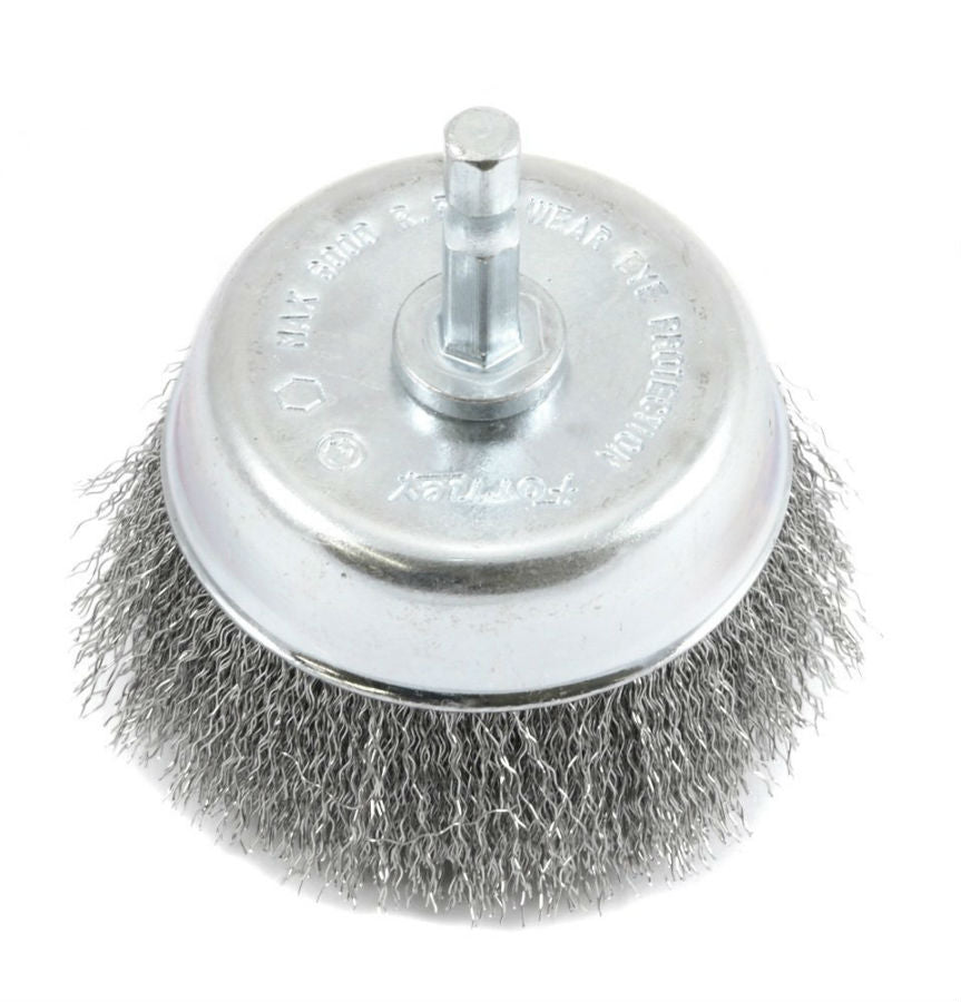 Forney 72732 Fine Crimped Wire Cup Brush, 3" x 0.008" Wire, 1/4" Hex Shank
