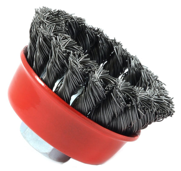Forney 72757 Knotted Wire Cup Brush, 2-3/4" x 0.012" Wire, 5/8"-11 Arbor