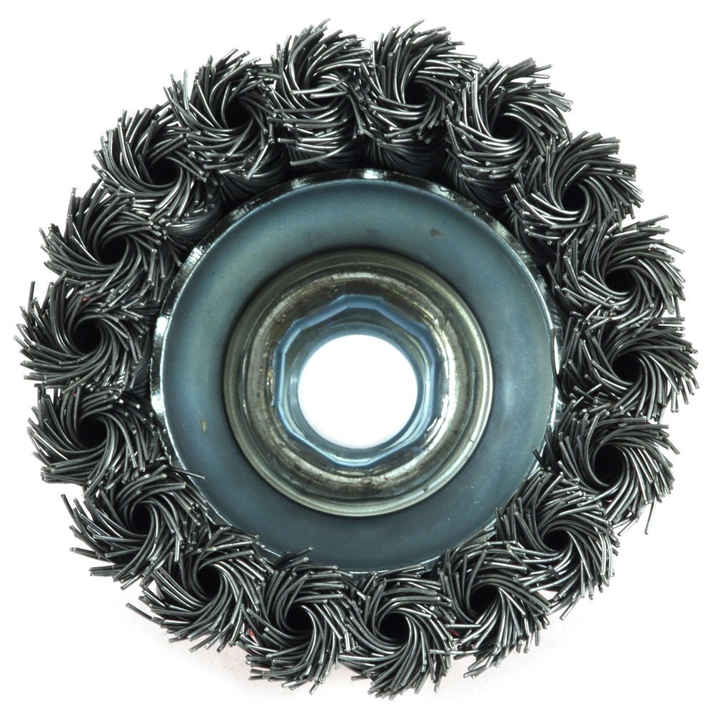 Forney 72757 Knotted Wire Cup Brush, 2-3/4" x 0.012" Wire, 5/8"-11 Arbor