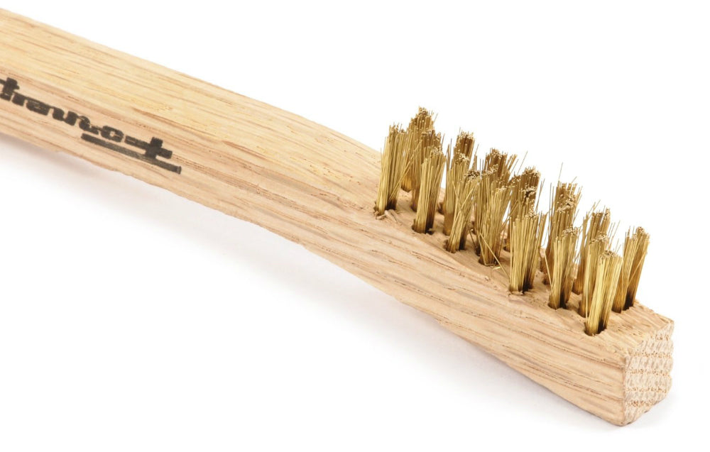 Forney 70490 Wire Scratch Brush, Brass with Wood Handle, 7-3/4" x 0.006"