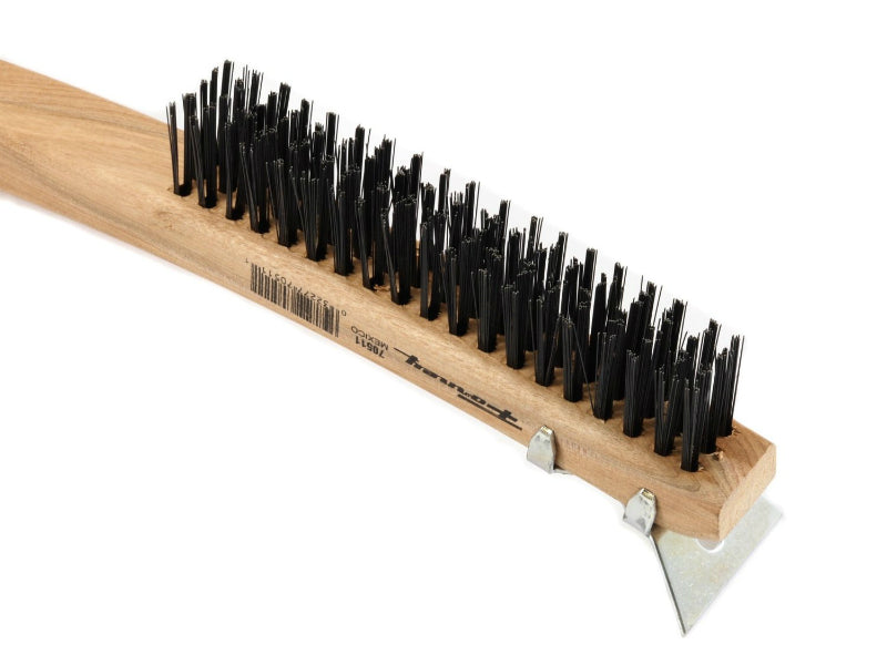Forney 70511 Wire Scratch Brush with Scraper, Wood Handle, 13-11/16" x 0.014"