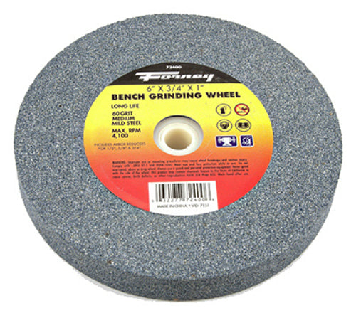 Forney 72400 Bench Grinding Wheel, Medium 60 Grit, 6" x 3/4" x 1" Arbor