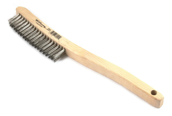 Forney 70521 Wire Scratch Brush W/ Wood Handle, Stainless Steel, 13-3/4"x0.013"