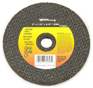 Forney 71843 Metal Cut-Off Wheel, Type 1, 3" x 1/8" x 1/4" Arbor, A36T-BF