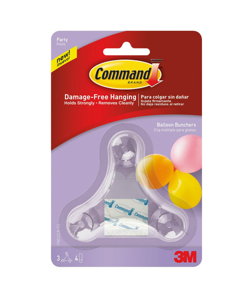 Command™ 17801CLR-ES Party Balloon Buncher, Small, Clear, 3-Bunchers & 4-Strips