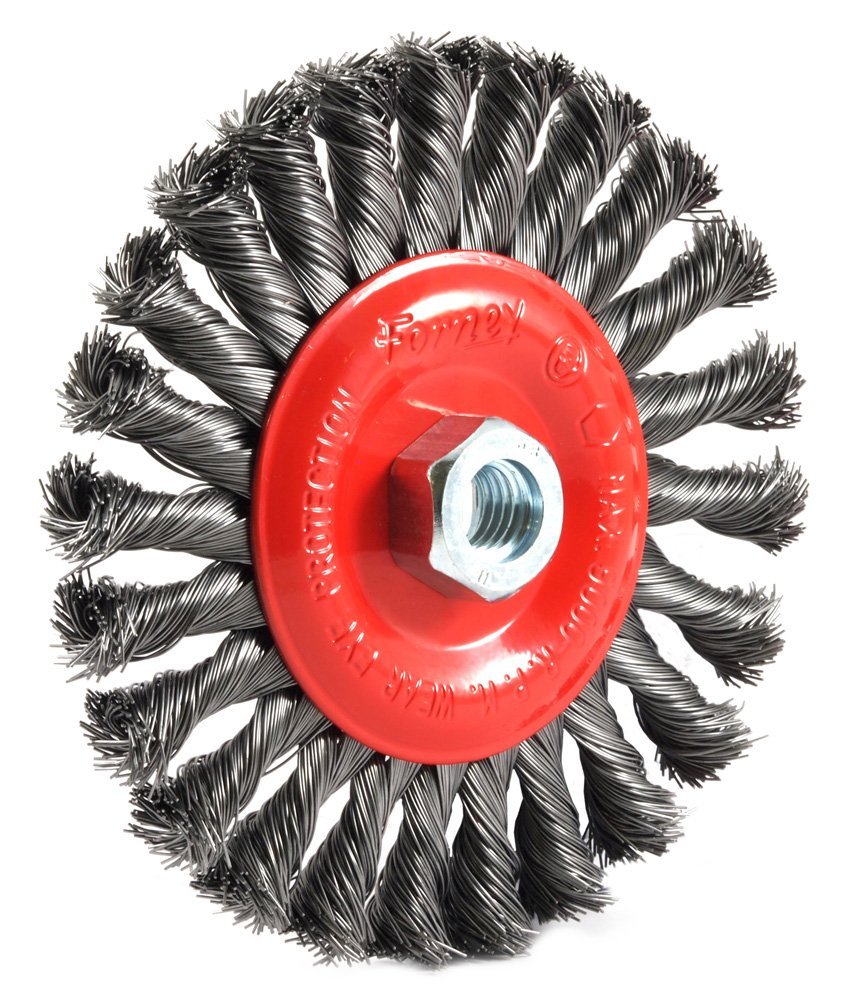 Forney 72758 Coarse Twist Knot Wire Wheel Brush, 6" x 0.012" Wire, 5/8"-11 Arbor