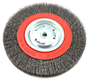 Forney 72762 Coarse Crimped Wire Bench Wheel Brush, 8" x 0.012", 1/2"-5/8" Arbor