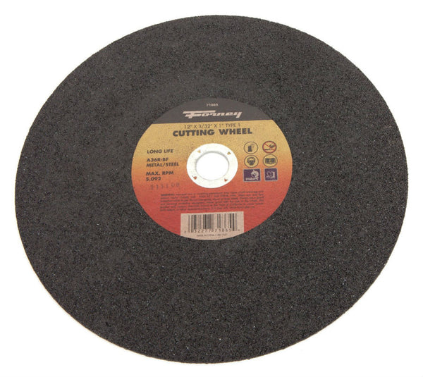 Forney 71865 Metal Cutting Wheel, Type 1, 12" x 3/32" x 1" Arbor, A36R-BF