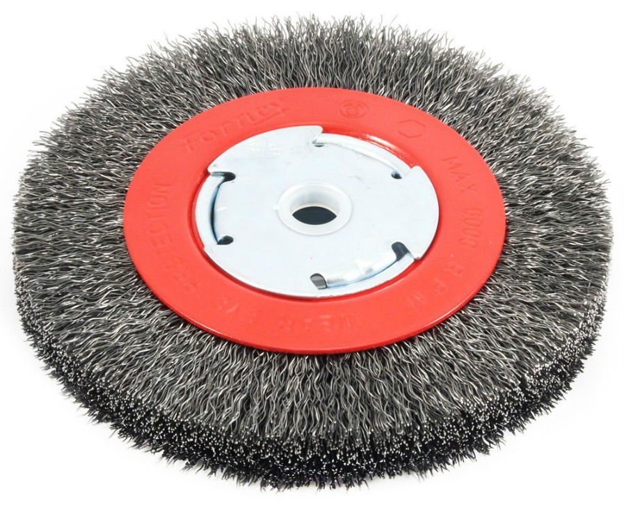 Forney 72750 Crimped Wire Bench Wheel Brush, 6" x 0.012" Wire, 1/2" - 5/8" Arbor