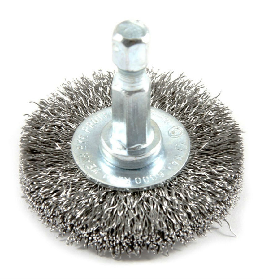 Forney 72726 Fine Crimped Wire Wheel, 1-1/2" x 0.008" Wire, 1/4" Hex Shank
