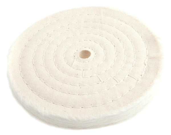 Forney 72040 Cotton Buffing Wheel, Spiral Sewn, 6" x 1/2" x 55 Ply, 1/2" Arbor