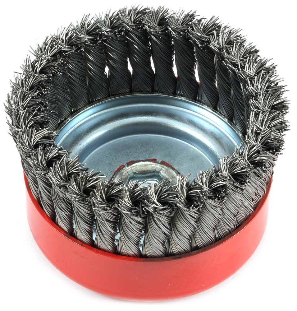 Forney 72756 Knotted Wire Cup Brush, 6" x 0.012" Wire, 5/8"-11 Arbor