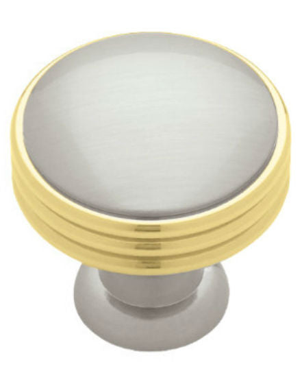 Liberty PN1035C-PBN-C Ringed Knob, 1-3/8", Polished Brass & Satin Nickel