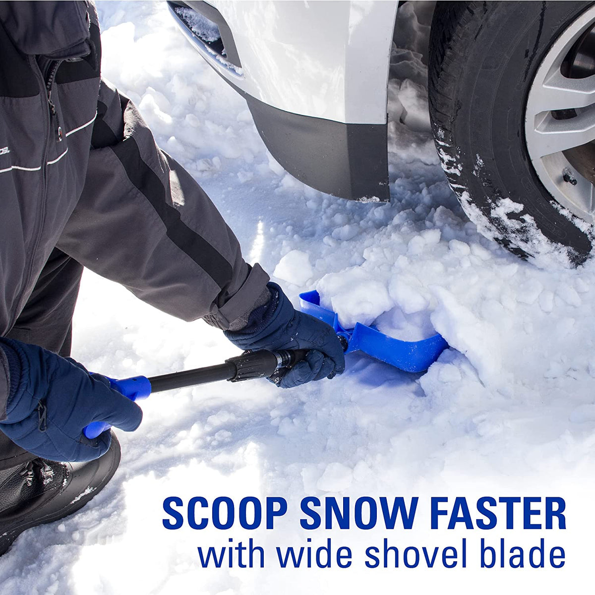 SubZero 17211 Auto Extendable Emergency Snow Shovel, Assorted Colors, 37"
