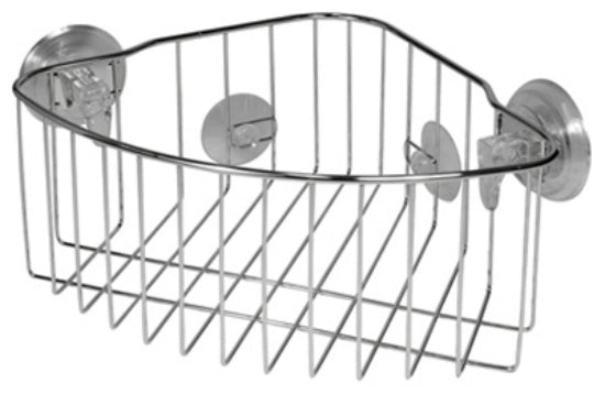 Interdesign 41820 Reo Power Lock Suction Corner Basket, Stainless Steel