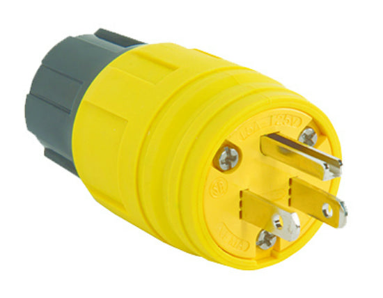 Pass & Seymour® PS14W47CCV3 Watertight Rubber Housing Plug, 15A, 125V, Yellow