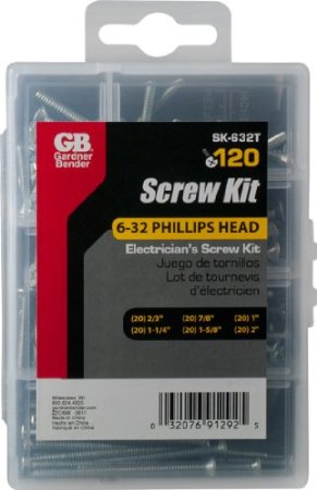 Gardner Bender SK-632T Philips Head #6-32 Electricians Screw Kit, 120-Piece