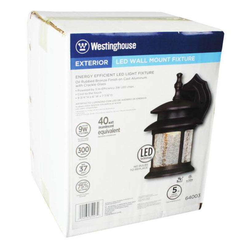 Westinghouse 64003 One-Light LED Outdoor Wall Fixture, Oil Rubbed Bronze, 9W