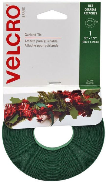 Velcro® 90709ACS Holiday Garland Tie, Green, 1/2" x 30'