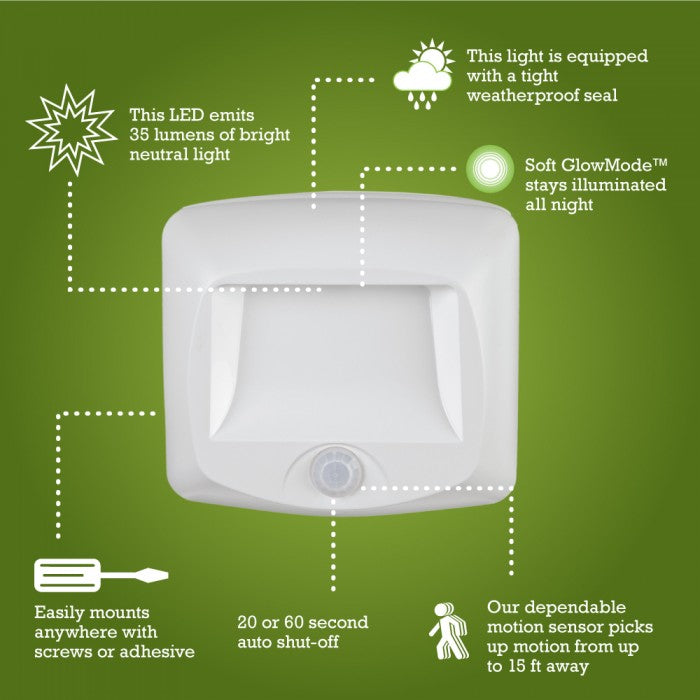 Mr Beams® MB530 Wireless Battery-Op Motion-Sensor LED Step & Stair Light, White
