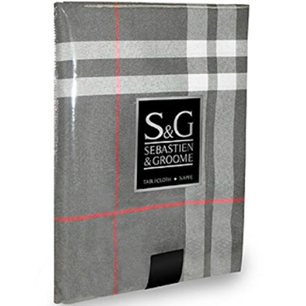 Sebastien & Groome TCY6098960 Round Urban Plaid Tablecloth, 60", Gray