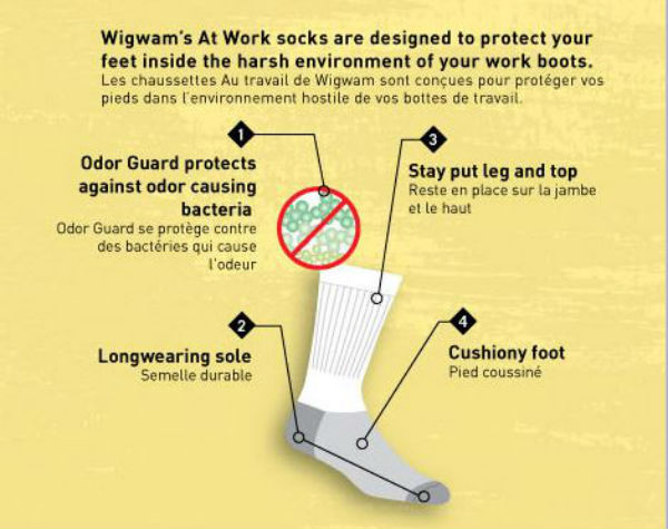 Wigwam® S1221-072-XL At Work Crew Sock, Gray, X-Large, 3-Pack