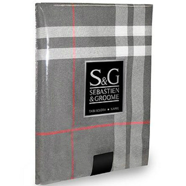 Sebastien & Groome TCY6098984 Oblong Urban Plaid Tablecloth, 60" x 84", Gray