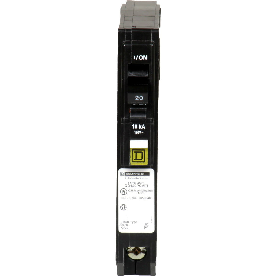 Square-D QO120PCAFIC Single Pole Circuit Breaker, QO, 20A, 1 Space Per Pole