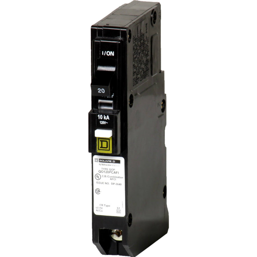 Square-D QO120PCAFIC Single Pole Circuit Breaker, QO, 20A, 1 Space Per Pole