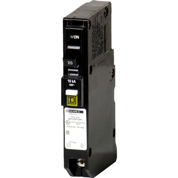 Square-D QO120PCAFIC Single Pole Circuit Breaker, QO, 20A, 1 Space Per Pole