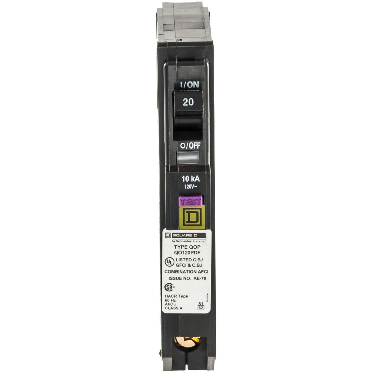 Square-D QO120PDFC Single Pole Circuit Breaker, QO, 20A